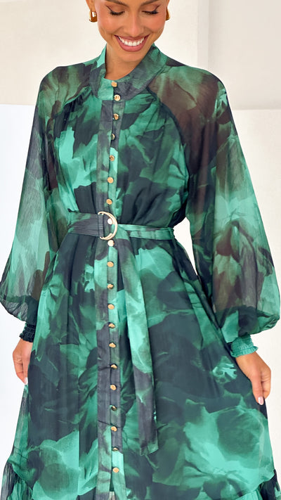 Load image into Gallery viewer, Renata Maxi Dress - Green Print - Billy J
