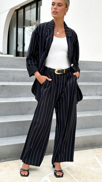 Load image into Gallery viewer, Thea Blazer - Black Pinstripe - Billy J
