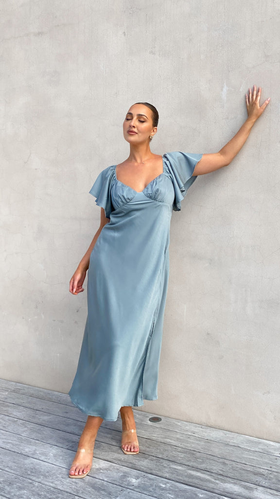 Louisa Midi Dress - Steel Blue