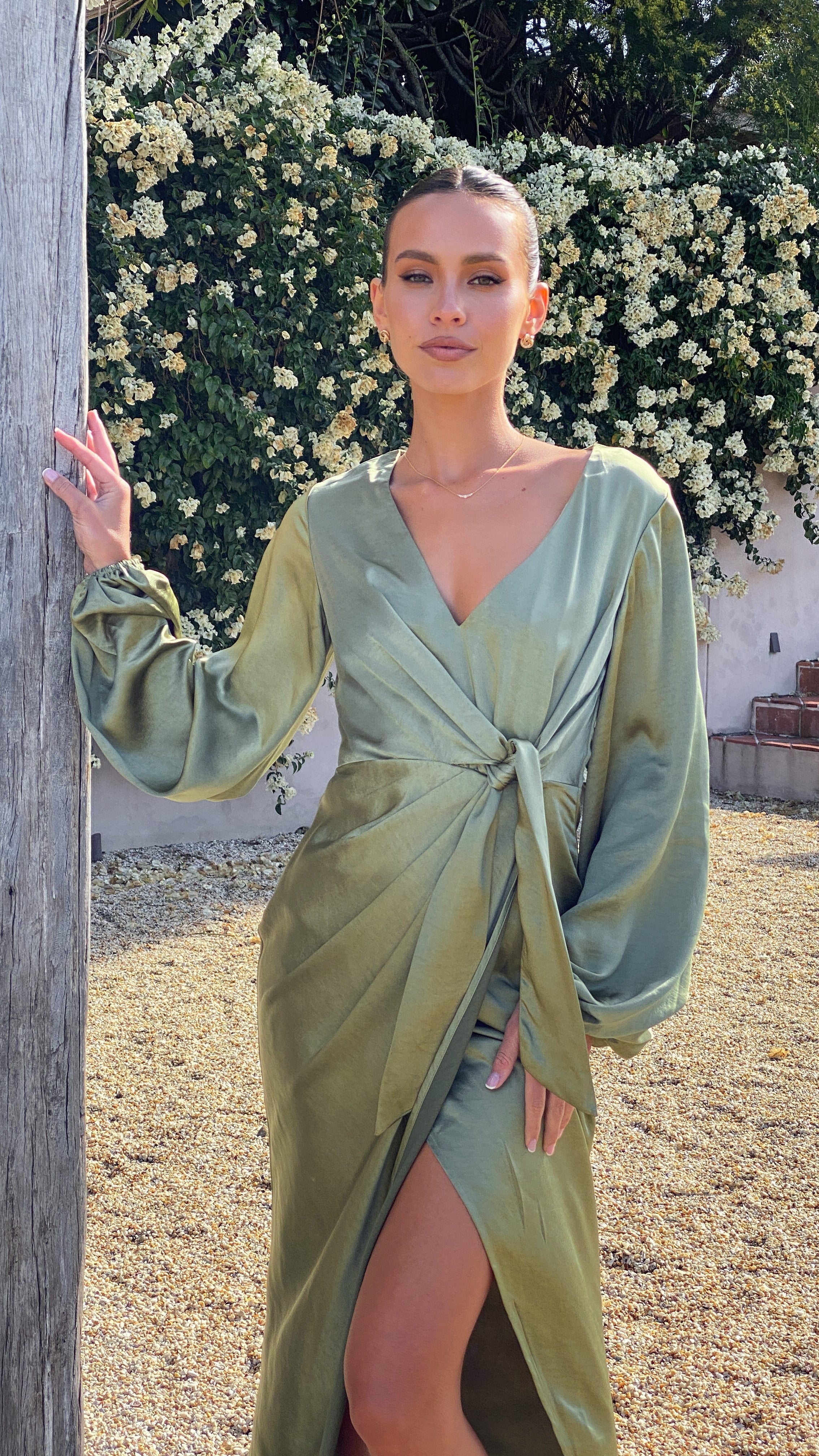 Naomi Long Sleeve Maxi Dress - Olive