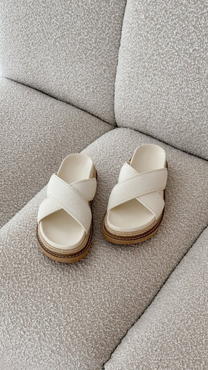 Aysha Slides - Cream Linen - Billy J