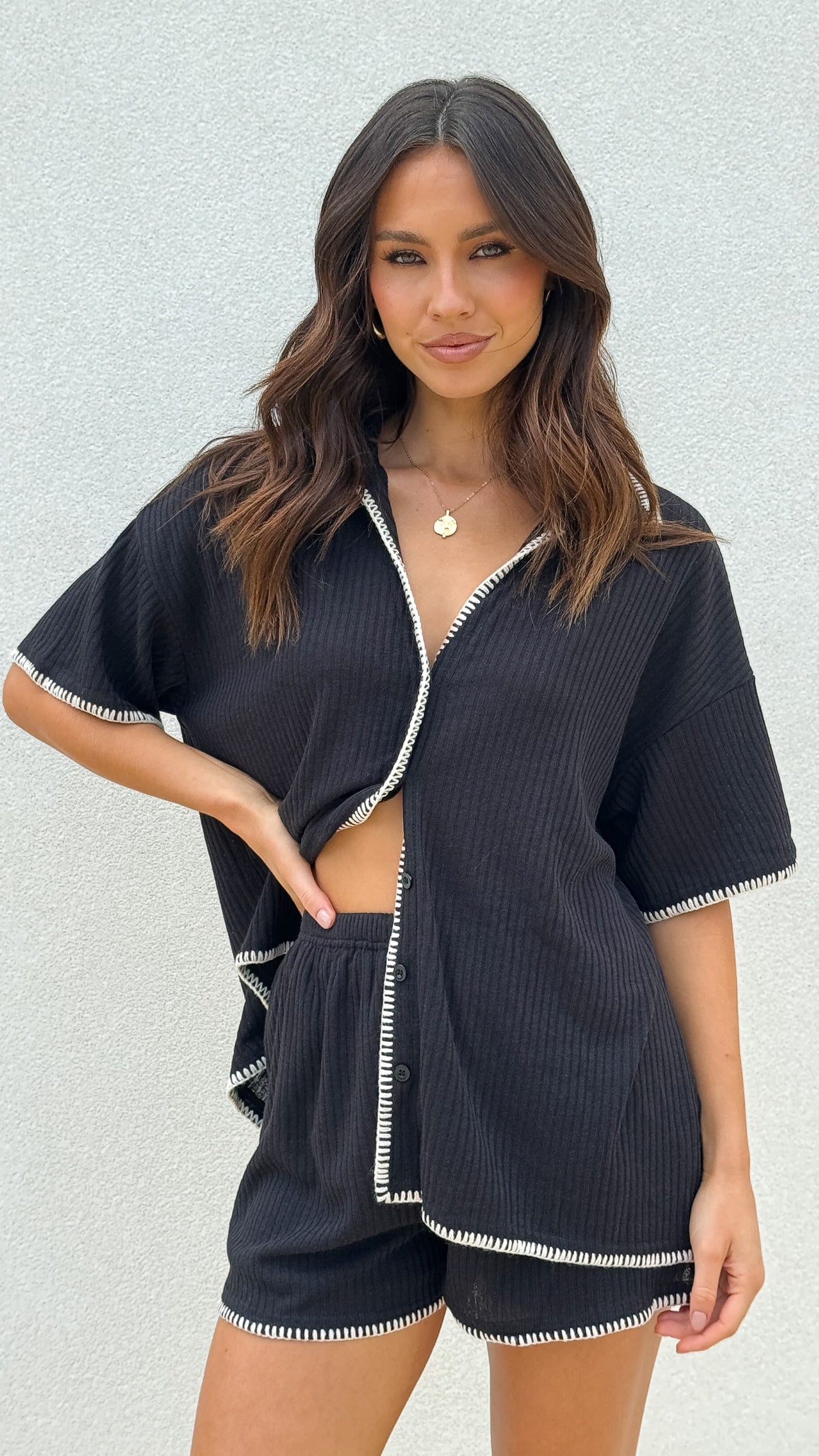 Eden Knit Top and Shorts Set - Black - Billy J