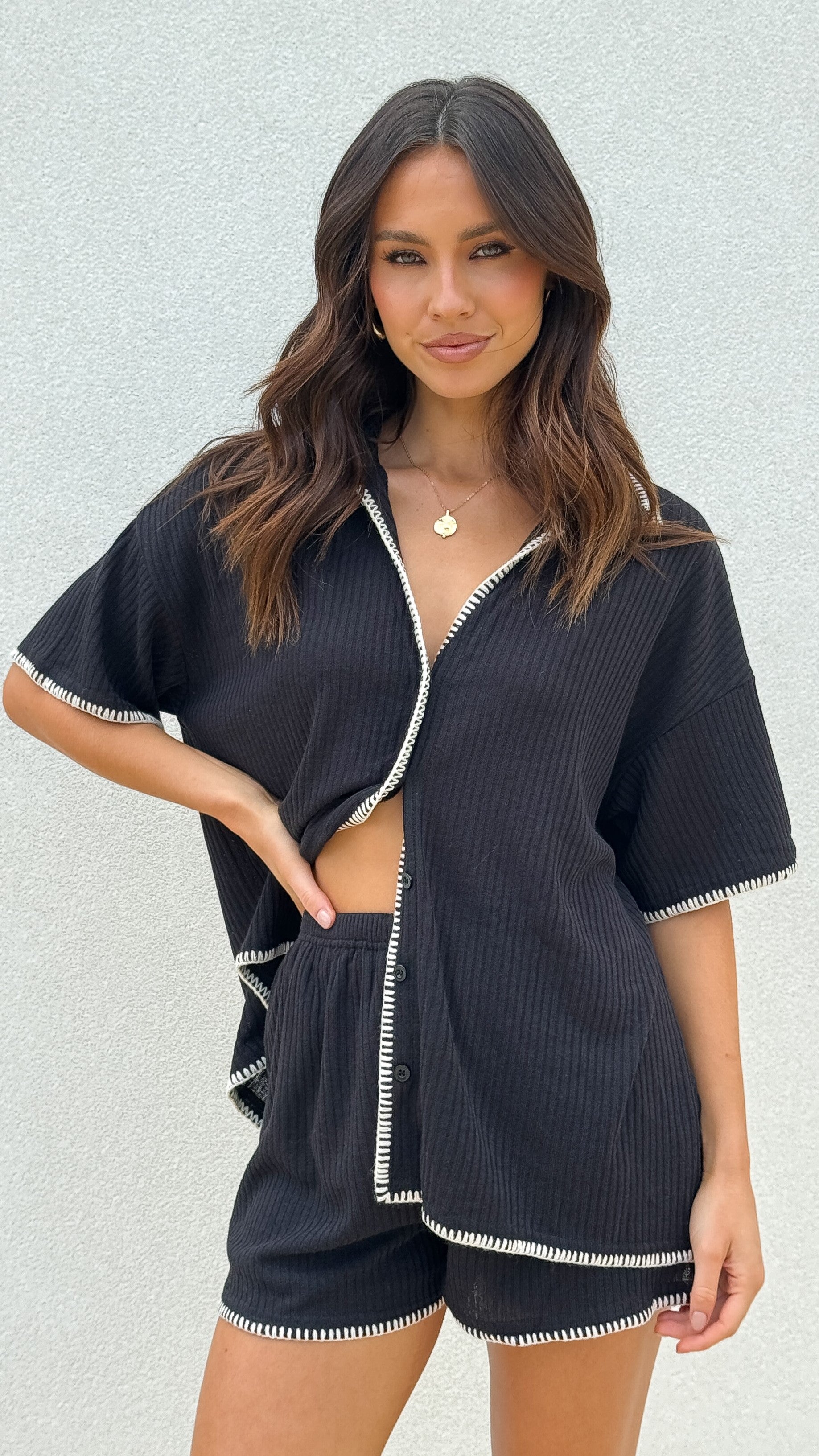 Eden Knit Top and Shorts Set - Black - Billy J