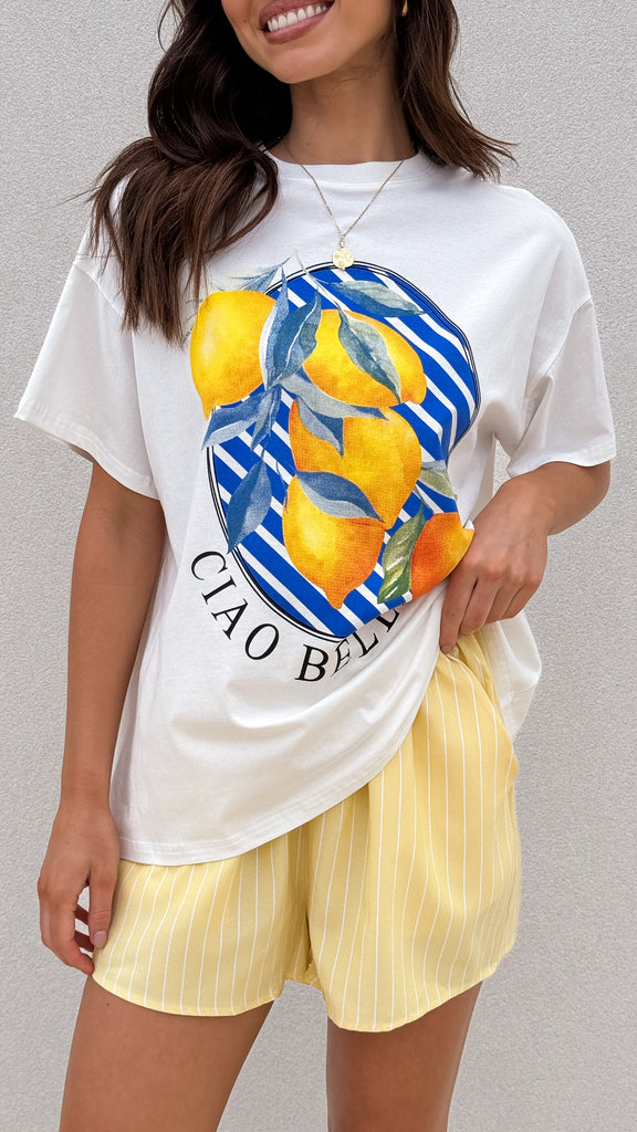 Ciao Bella Set Tops and Shorts Set - White/Yellow - Billy J