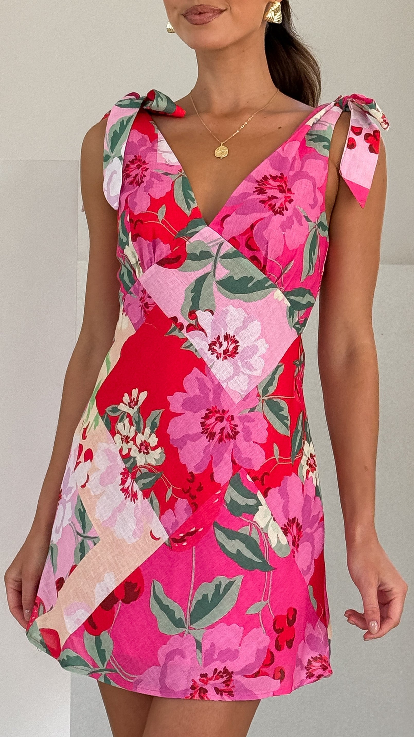 Delilah Mini Dress - Pink Floral Print - Billy J