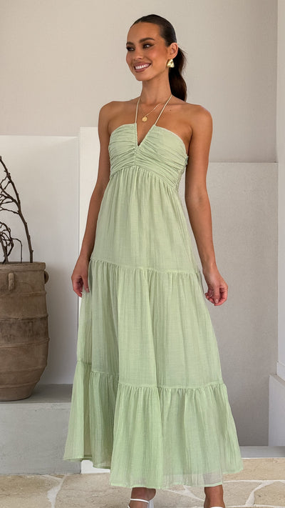 Load image into Gallery viewer, Taffeta Maxi Dress - Sage - Billy J
