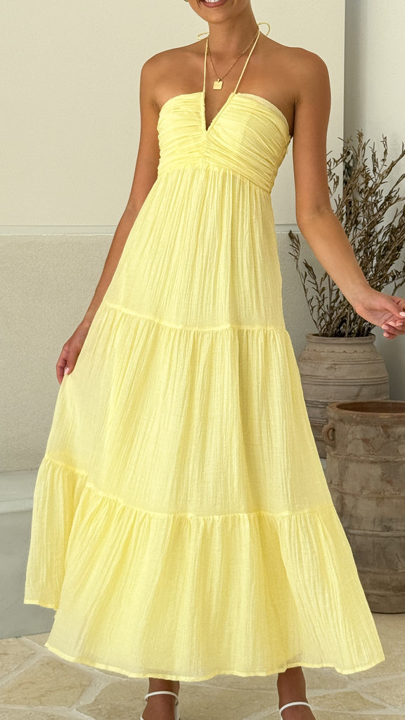 Taffeta Maxi Dress - Yellow - Billy J