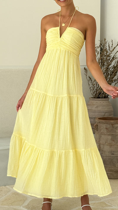 Load image into Gallery viewer, Taffeta Maxi Dress - Yellow - Billy J
