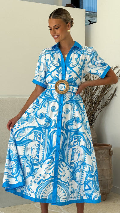 Load image into Gallery viewer, Quita Midi Dress - Blue Azure - Billy J
