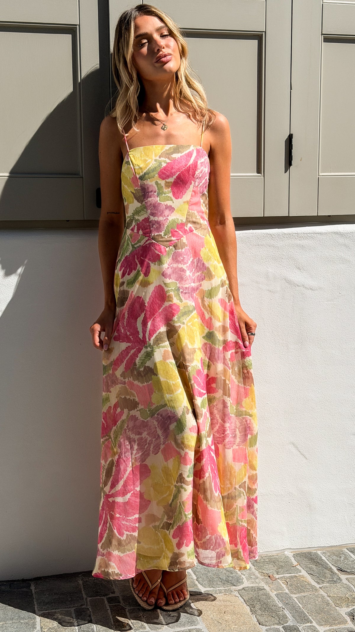 Mylee Maxi Dress - Pink/Yellow Floral - Billy J