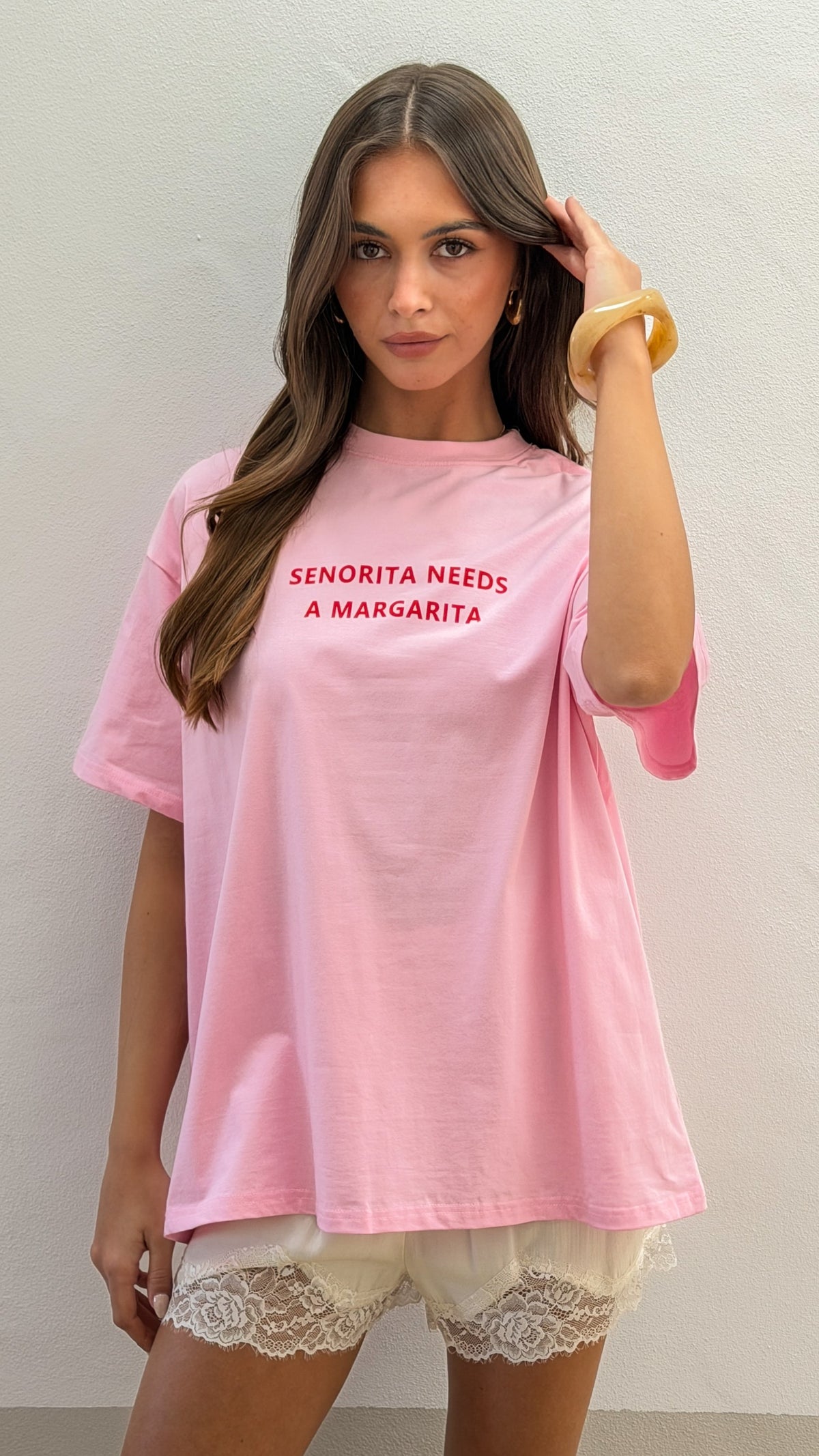 Senorita Margarita Oversized T-Shirt - Pink - Billy J