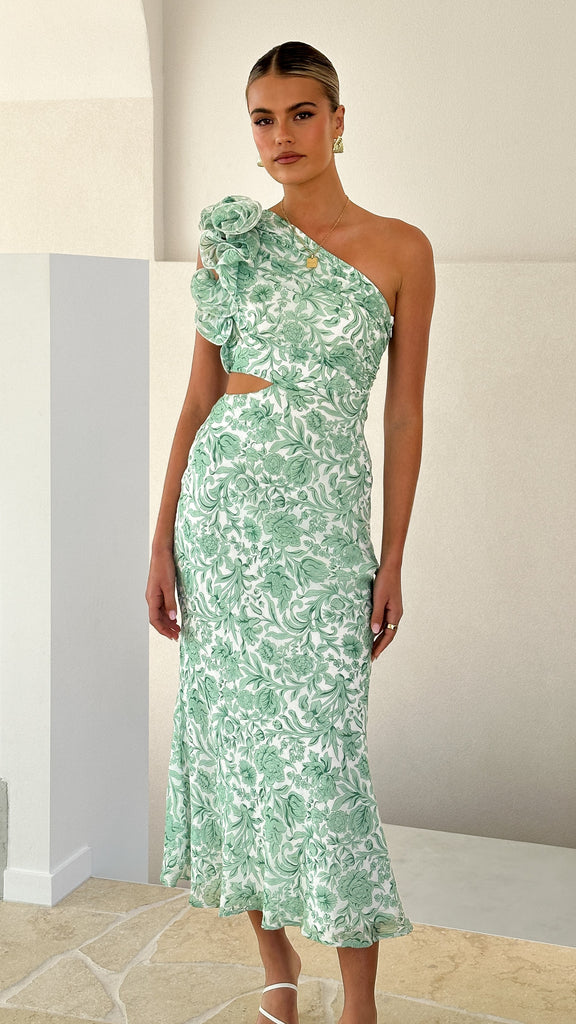 Amina Maxi Dress - Green Floral - Billy J