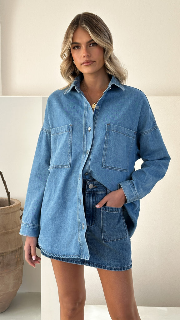 Blake Denim Shirt - Light Mid Denim - Billy J