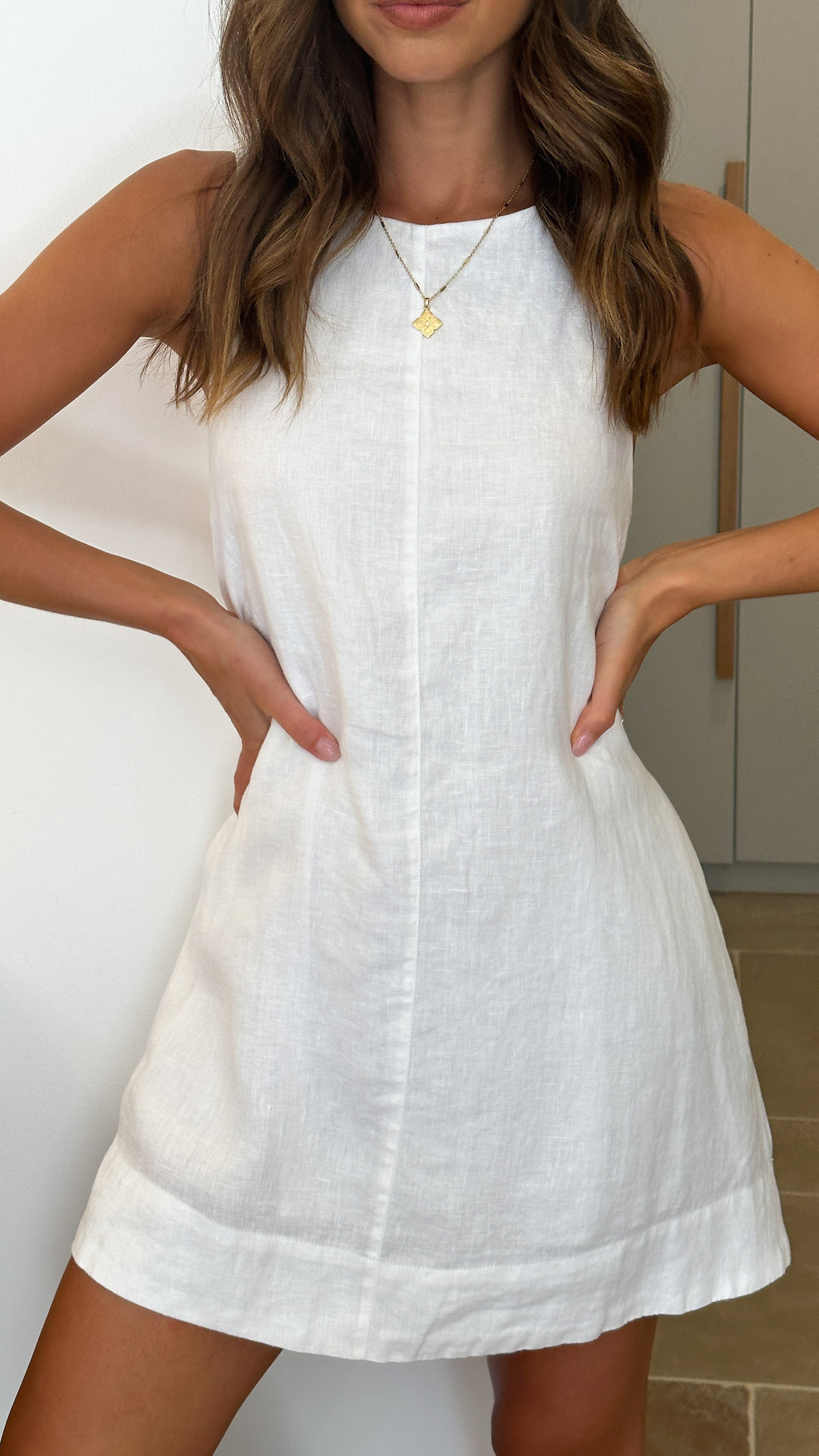 Nemi Linen Dress - White - Billy J