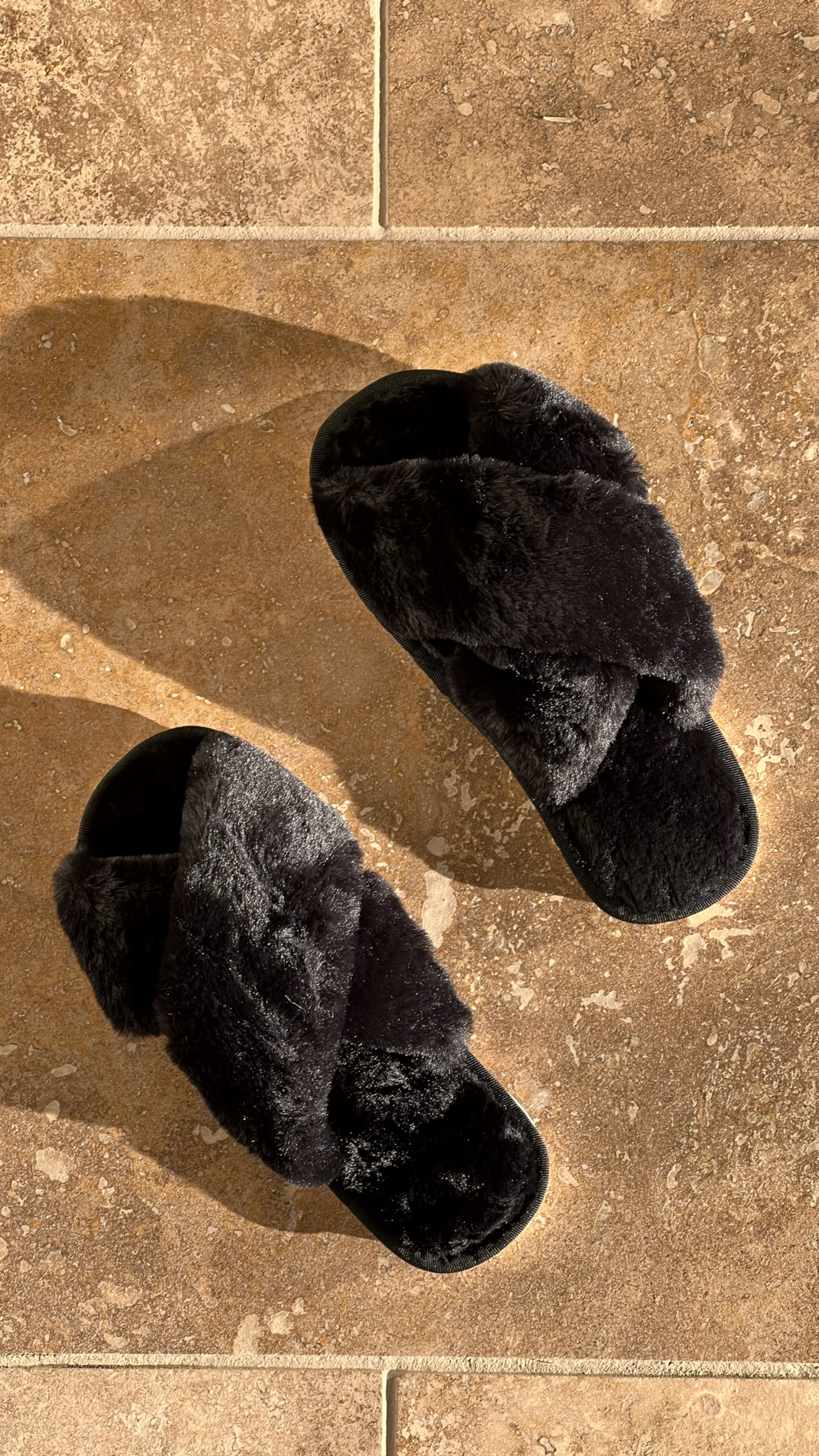 Jessica Fluffy Slippers - Black - Billy J