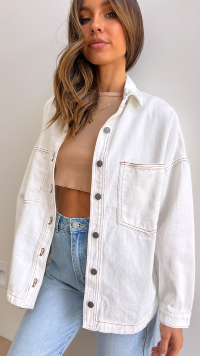 Load image into Gallery viewer, Ensley Denim Jacket - White - Billy J
