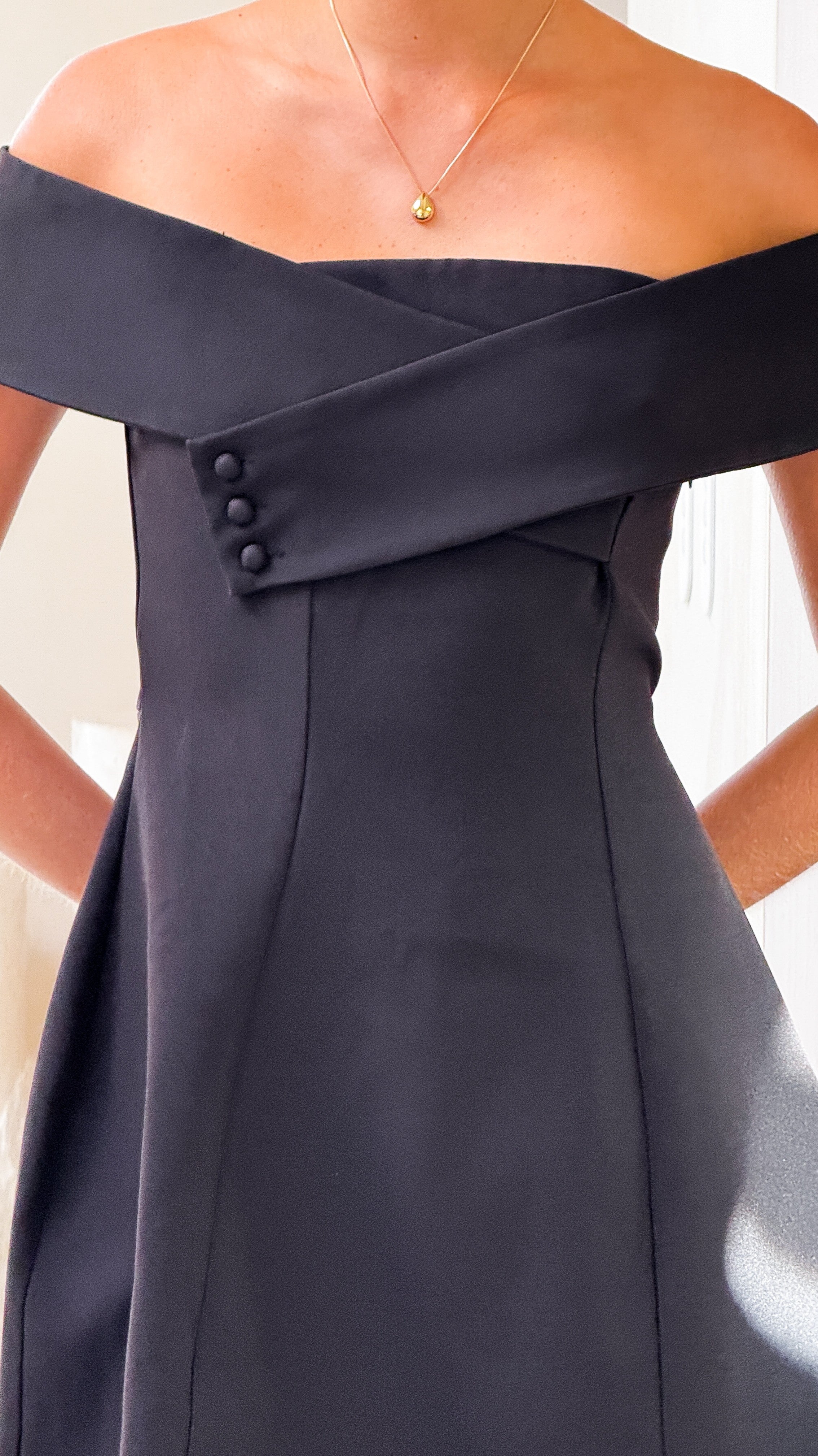 Zyan Off Shoulder Mini Dress - Black - Billy J