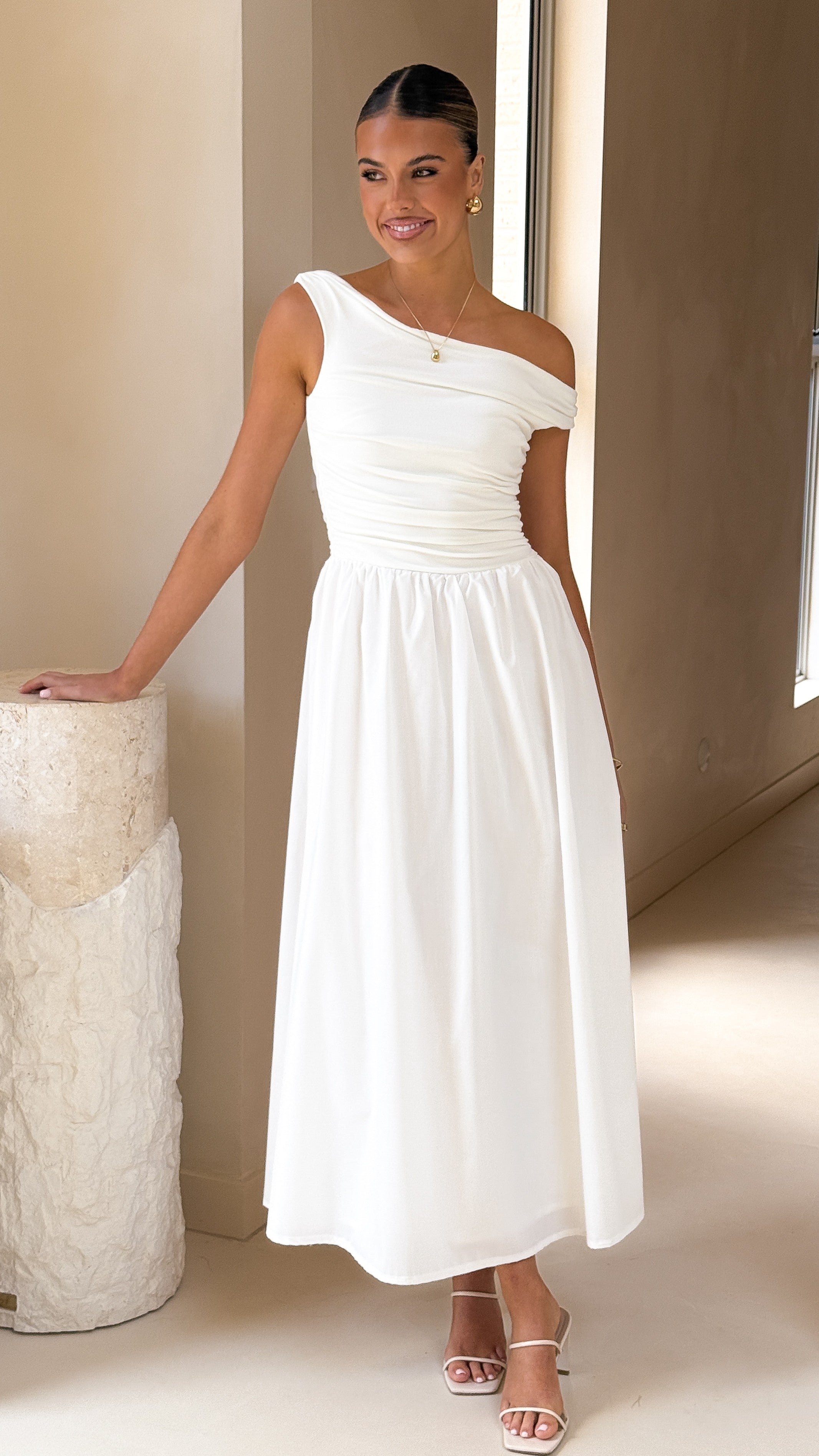 Immy Midi Dress - White - Billy J