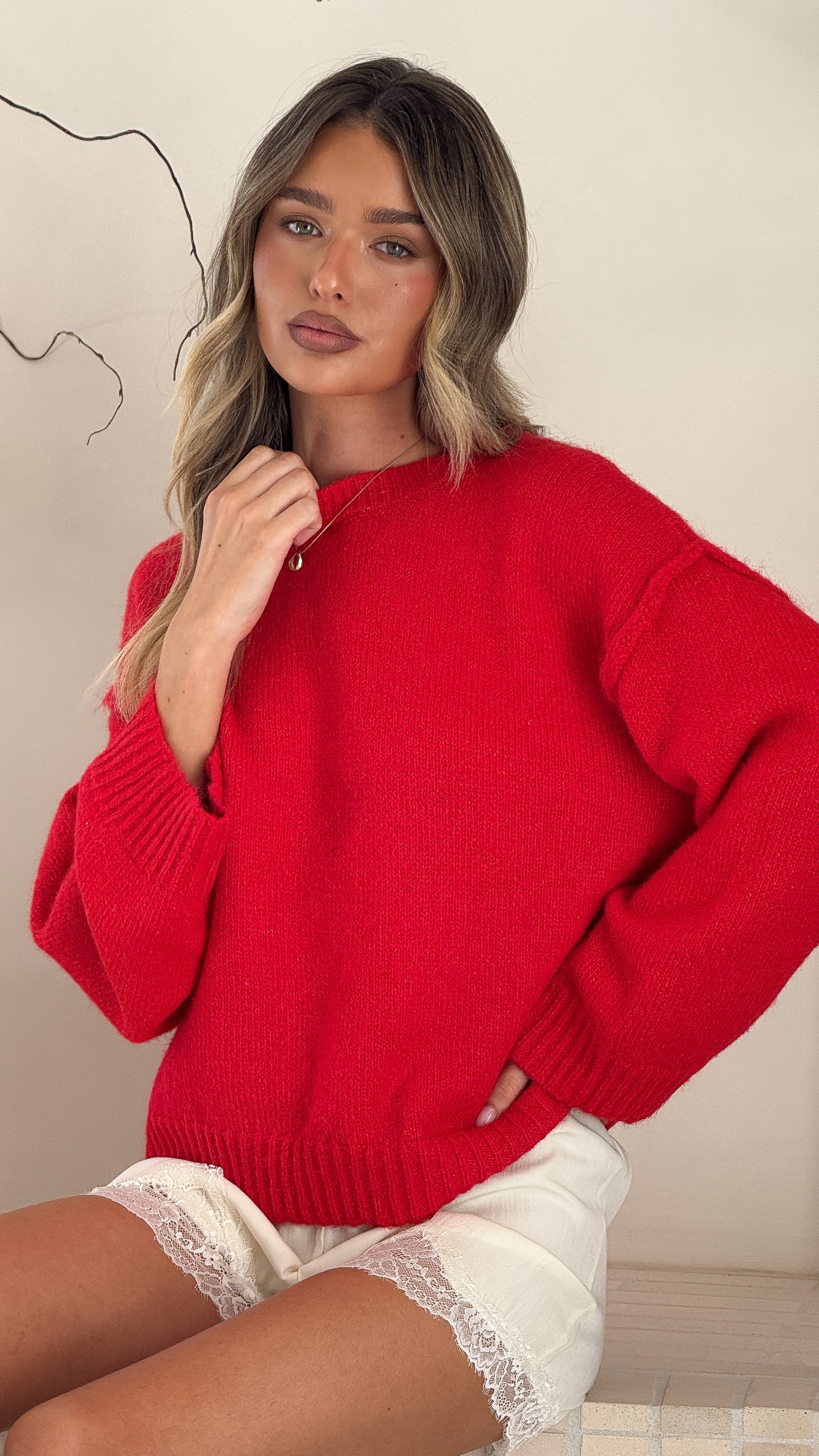 Laura Knit Sweater - Red - Buy Women's Sweaters - Billy J