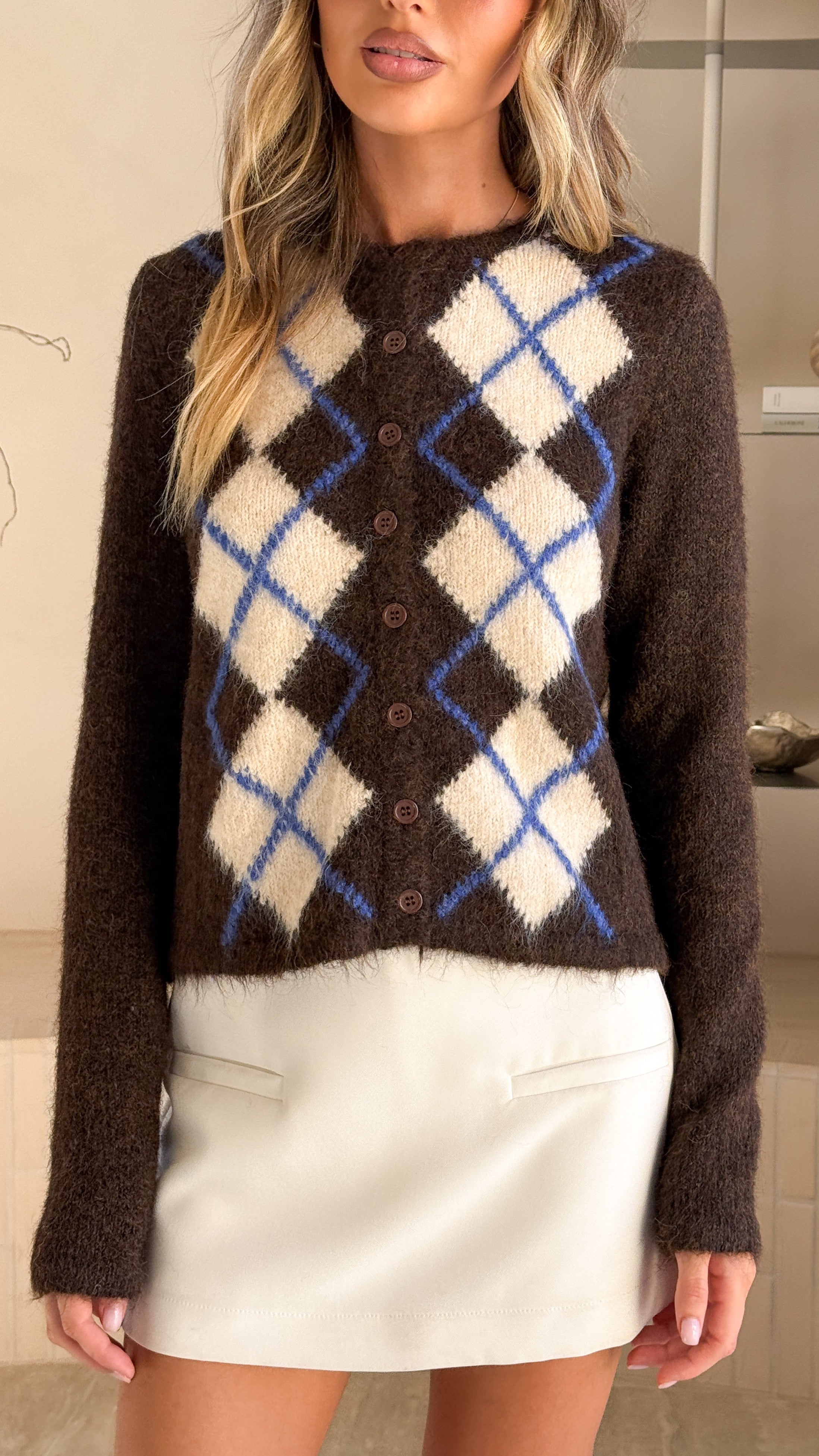 Amara Cardigan - Brown/Cream - Billy J