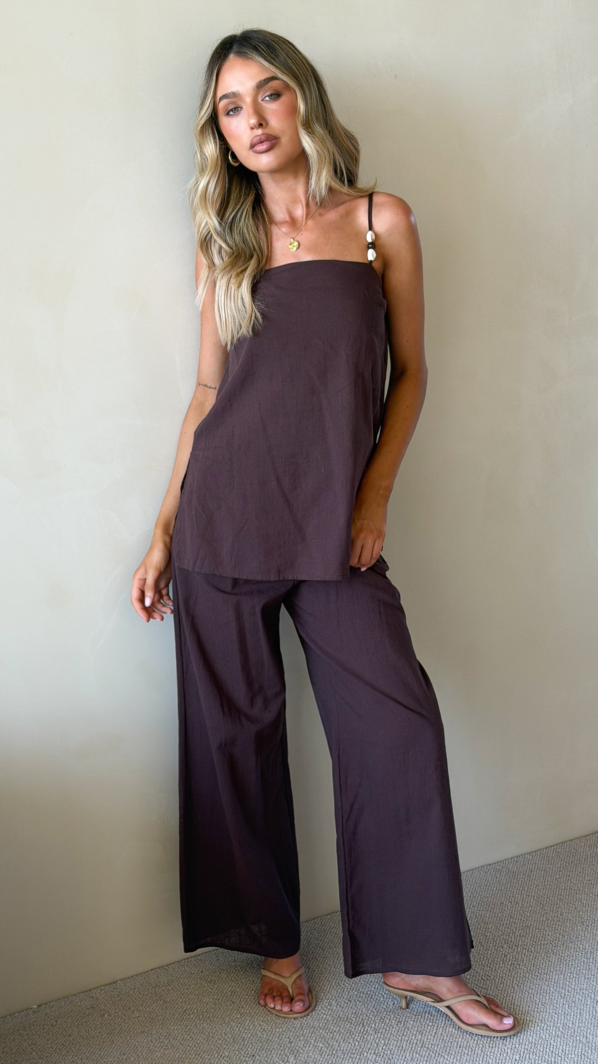 Rubi Top and Pants Set - Chocolate - Billy J
