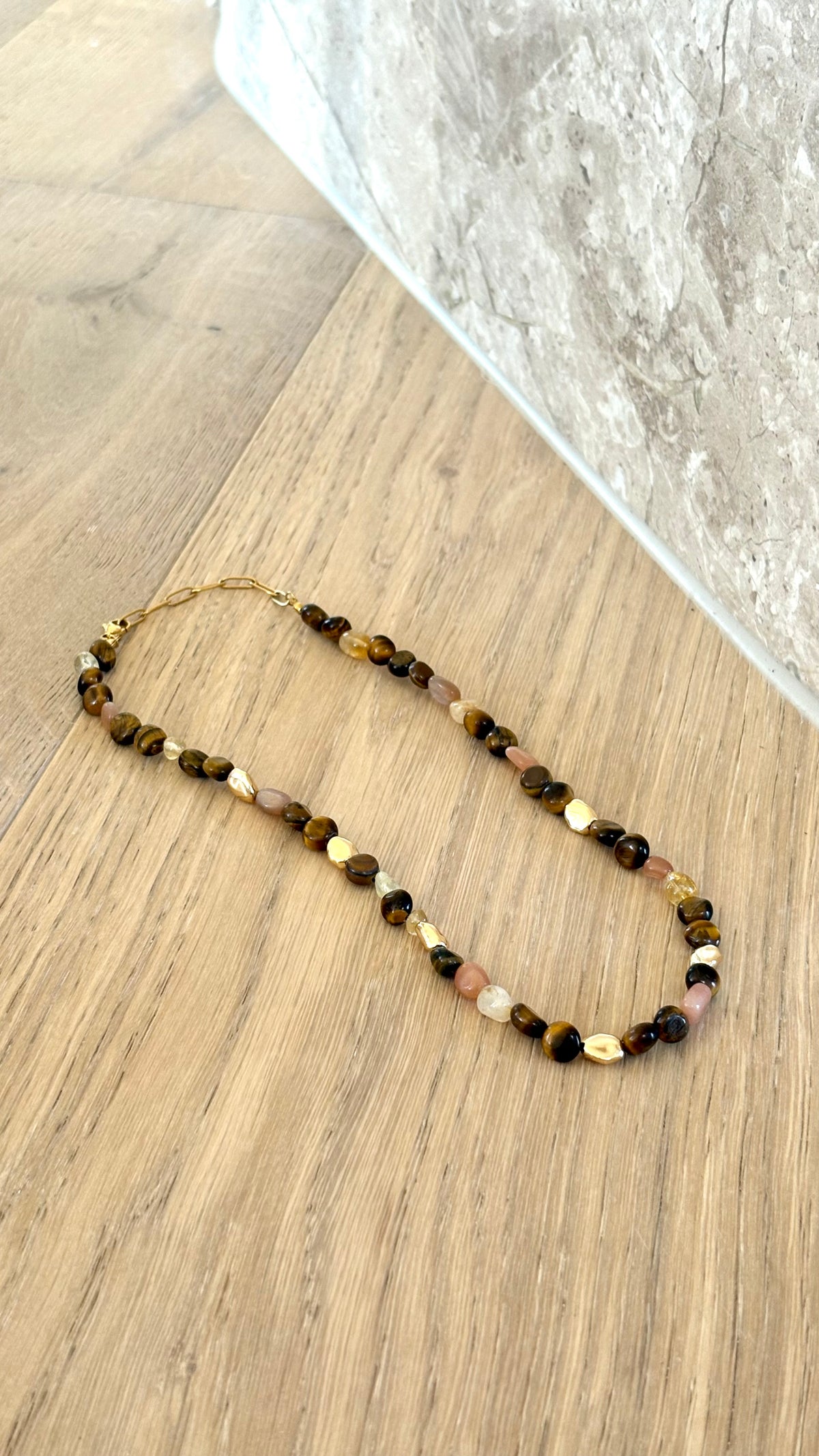 Kohen Beaded Necklace - Golden Brown