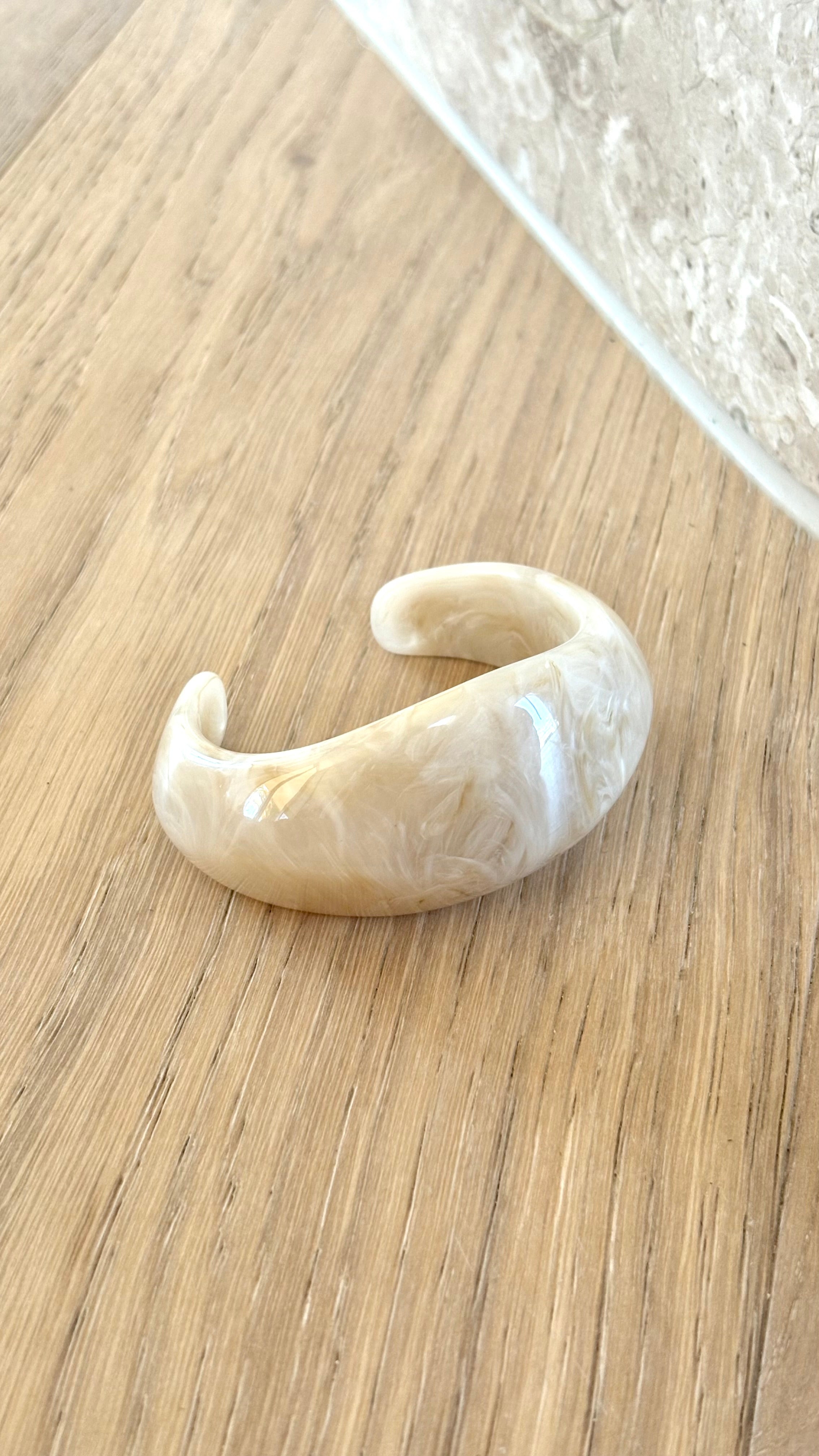 Lumi Cream Resin Bangle - Cream - Billy J