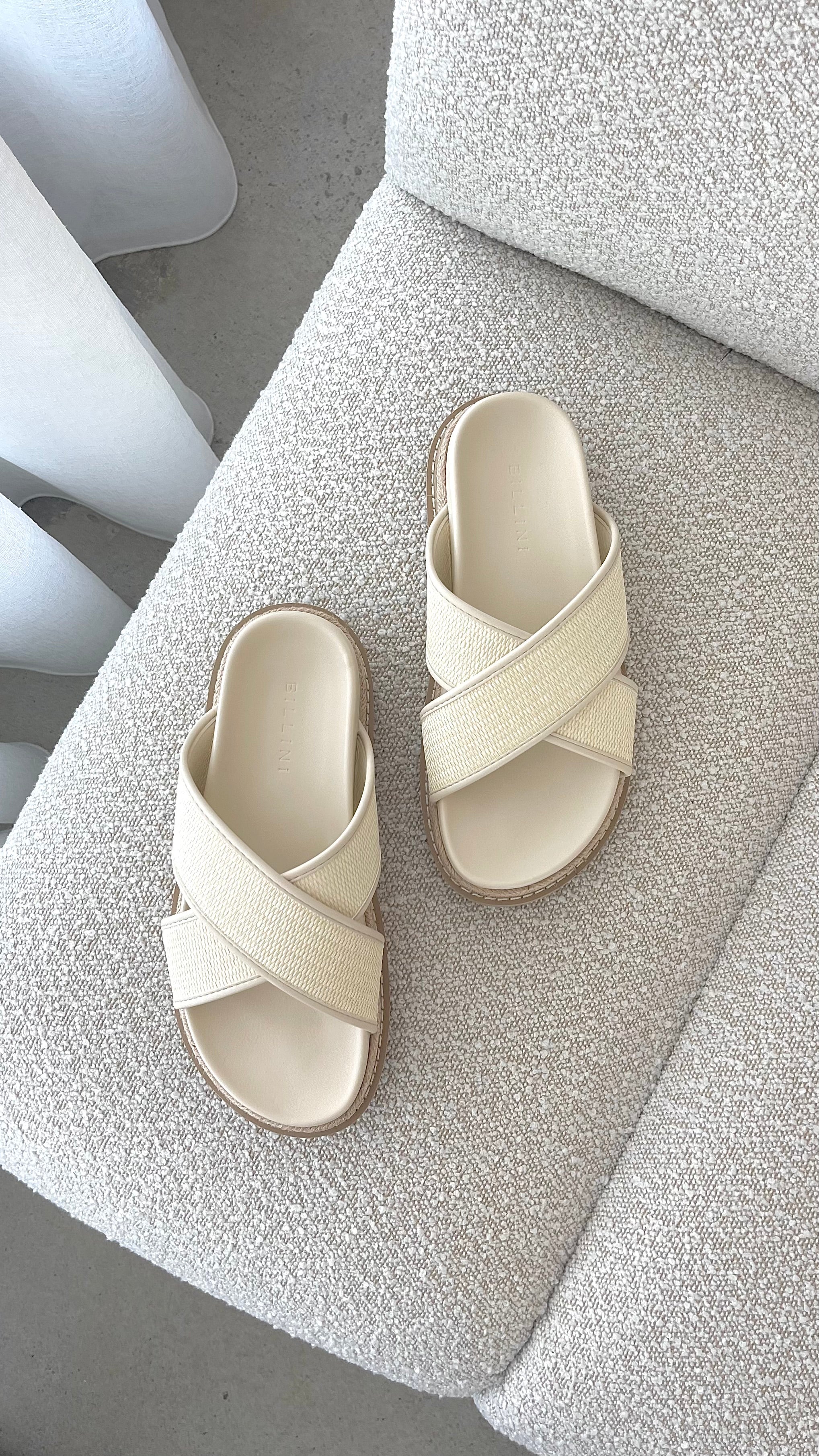 Aysha Slide - Cream Raffia - Billy J