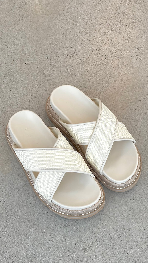 Aysha Slide - Cream Raffia - Billy J