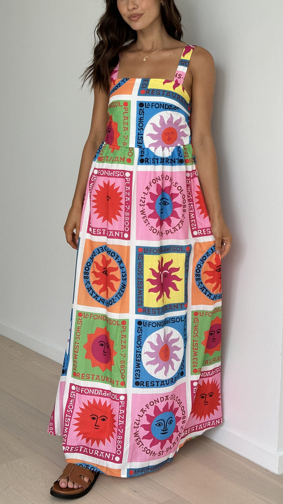 Amira Maxi Dress - Multi Colour Sun Print - Billy J
