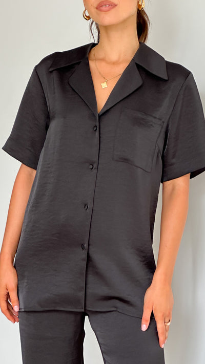 Load image into Gallery viewer, Courtney Button Up Shirt - Black - Billy J
