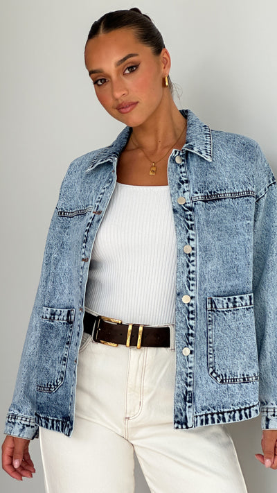 Load image into Gallery viewer, Idonea Oversized Jacket - Mid Blue Denim - Billy J
