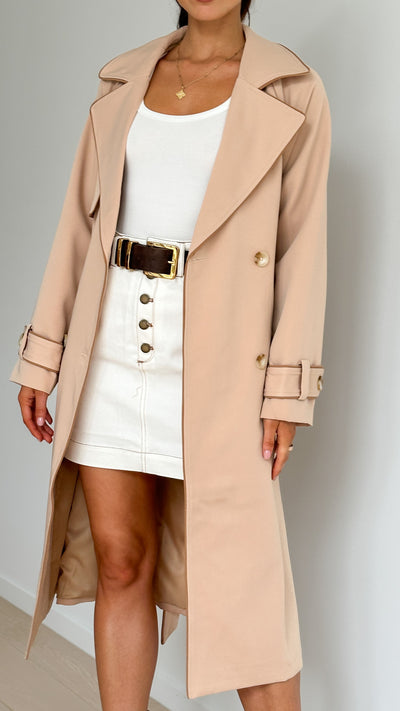 Load image into Gallery viewer, Blanca Trench Coat - Camel - Billy J
