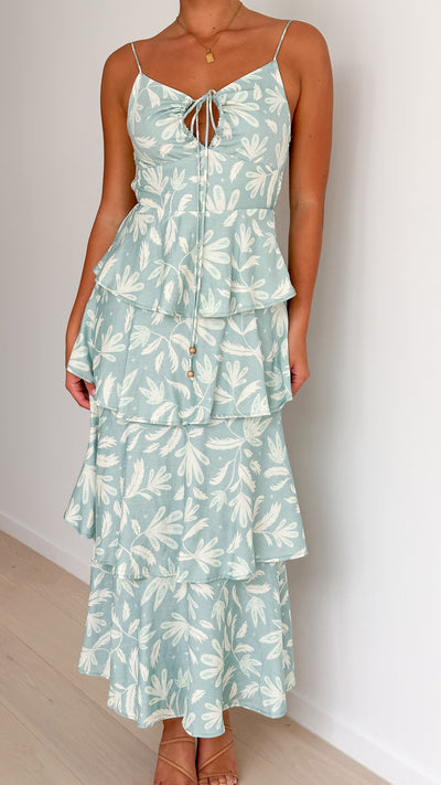 Load image into Gallery viewer, Jadey Maxi Dress - Green Floral - Billy J
