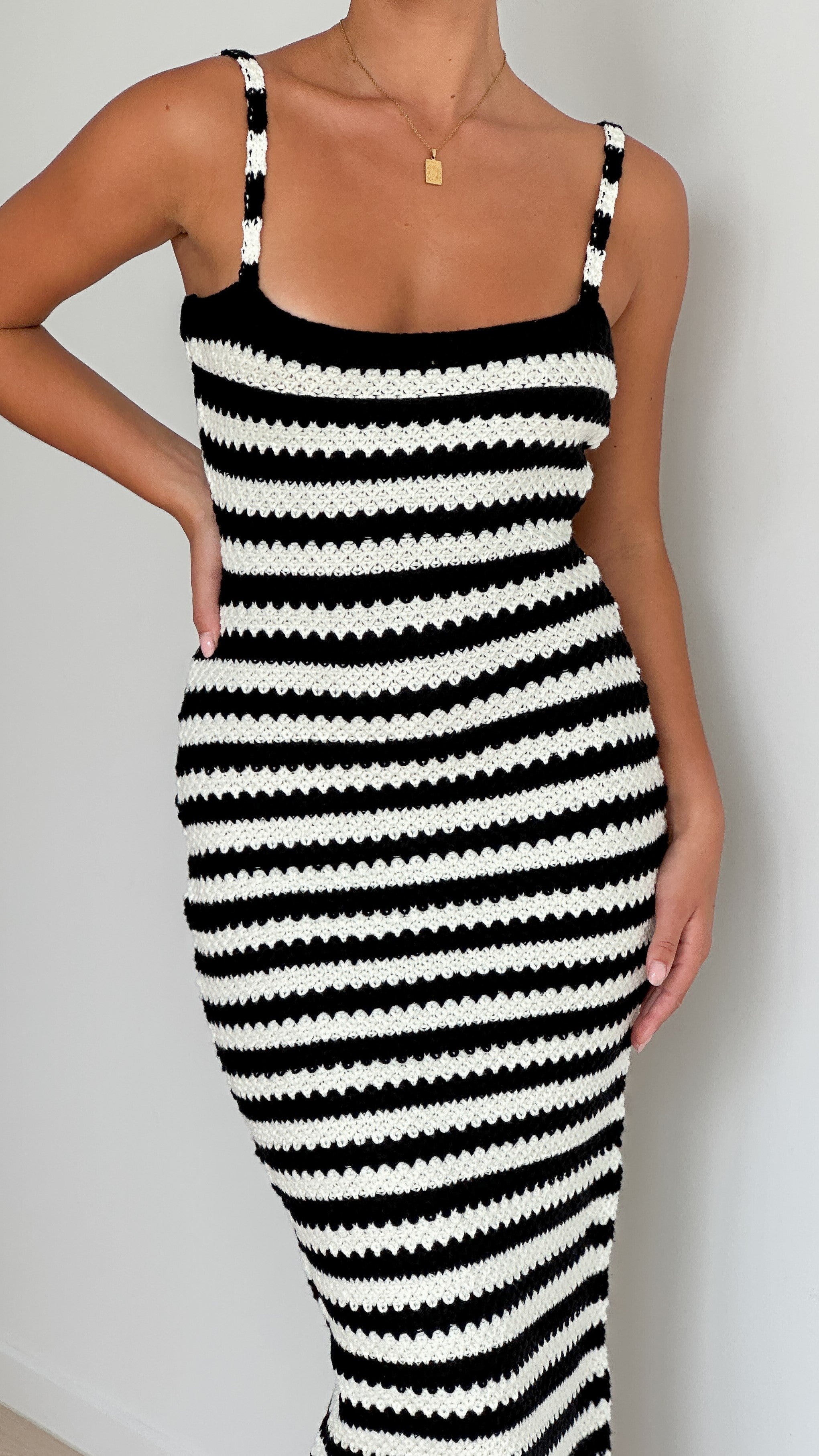 Kahnay Maxi Dress - Black / White Stripe - Billy J