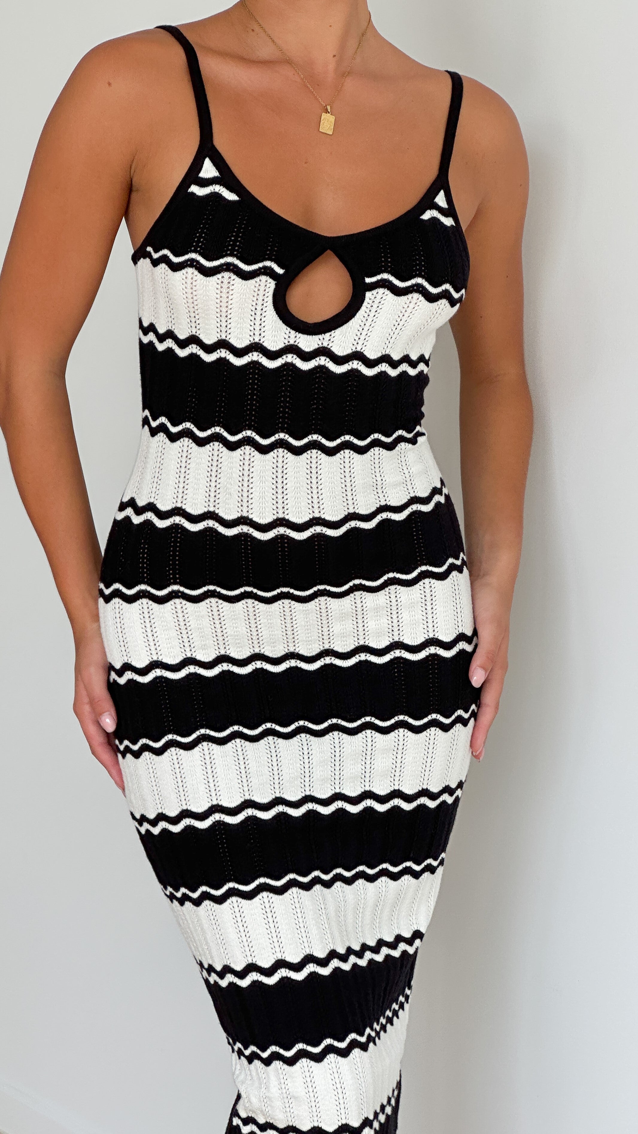 Kadience Knit Midi Dress - Black / White