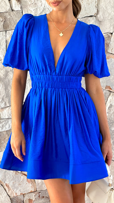 Load image into Gallery viewer, Erin Mini Dress - Royal Blue - Billy J
