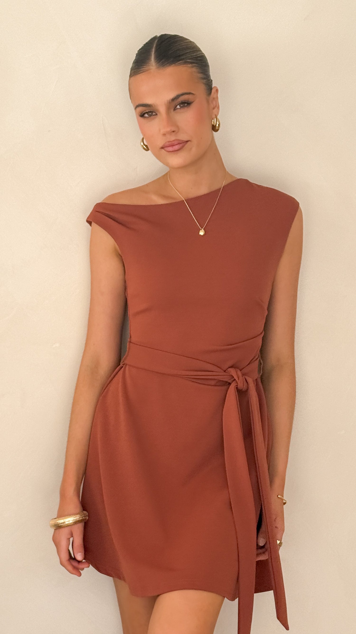 Gem Mini Dress - Brown - Billy J
