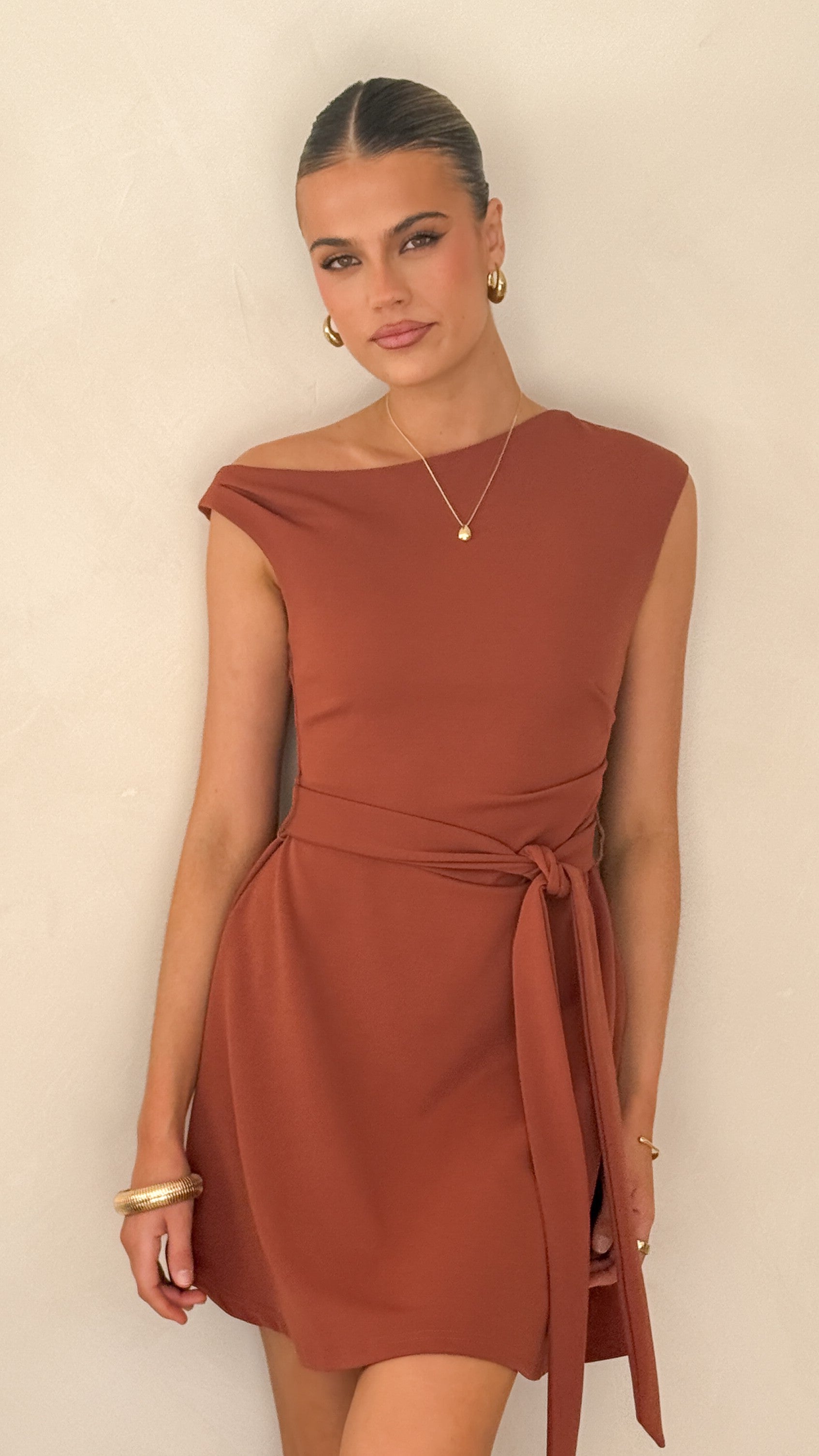 Gem Mini Dress - Brown - Billy J