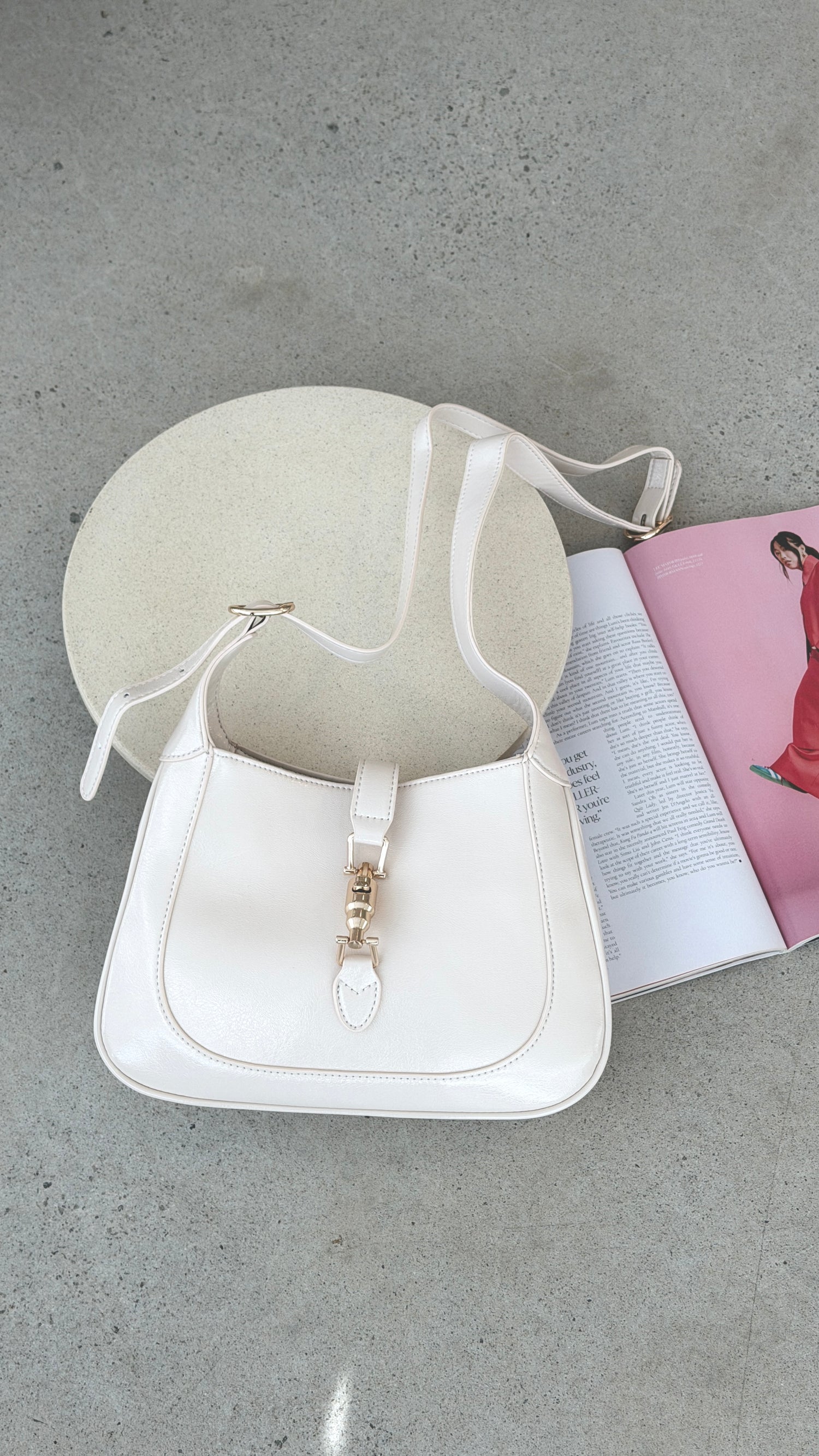 Alix Shoulder Bag - Chalk Crinkle Patent - Billy J