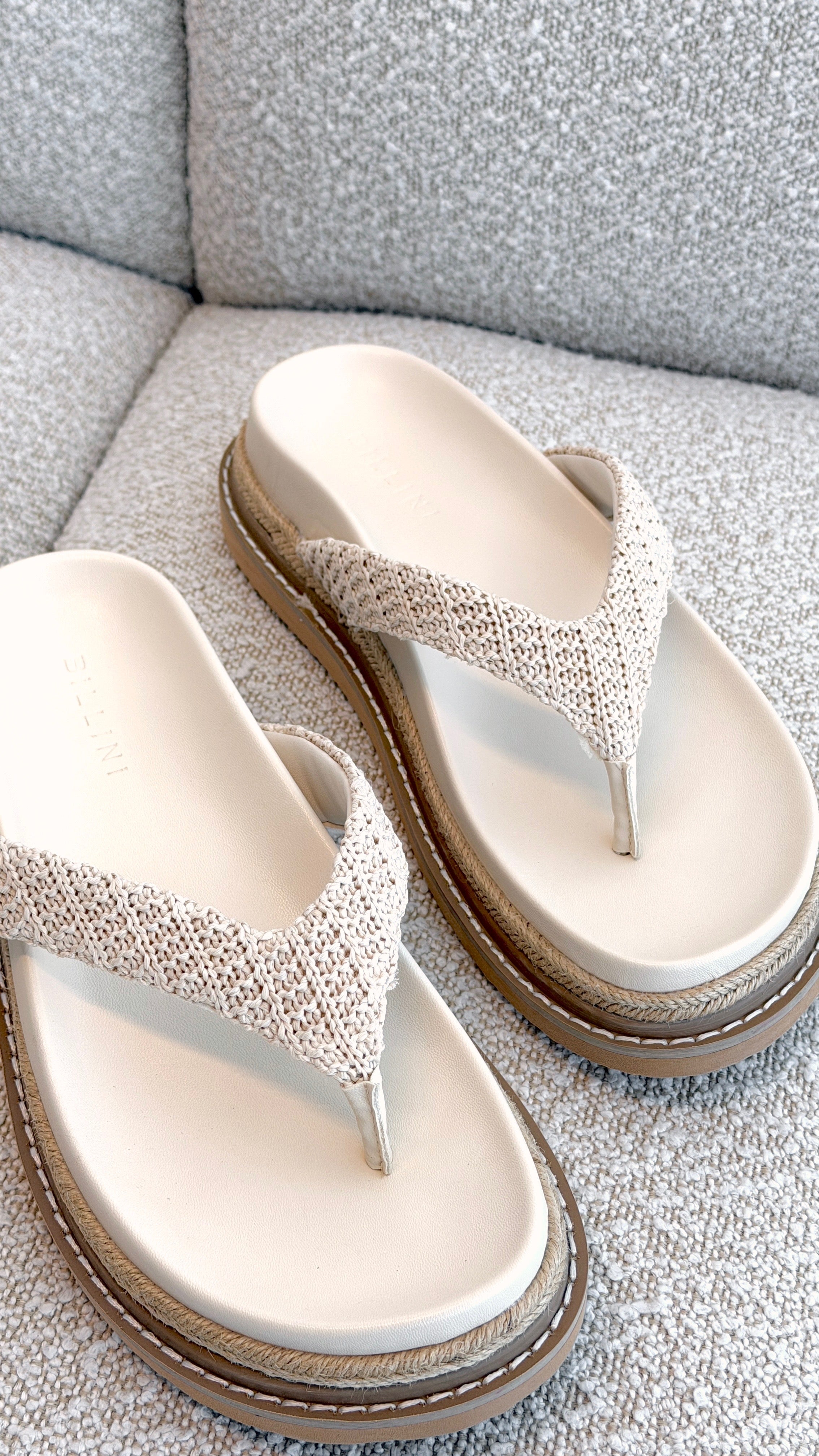Arlette Slide - Cream Raffia - Billy J