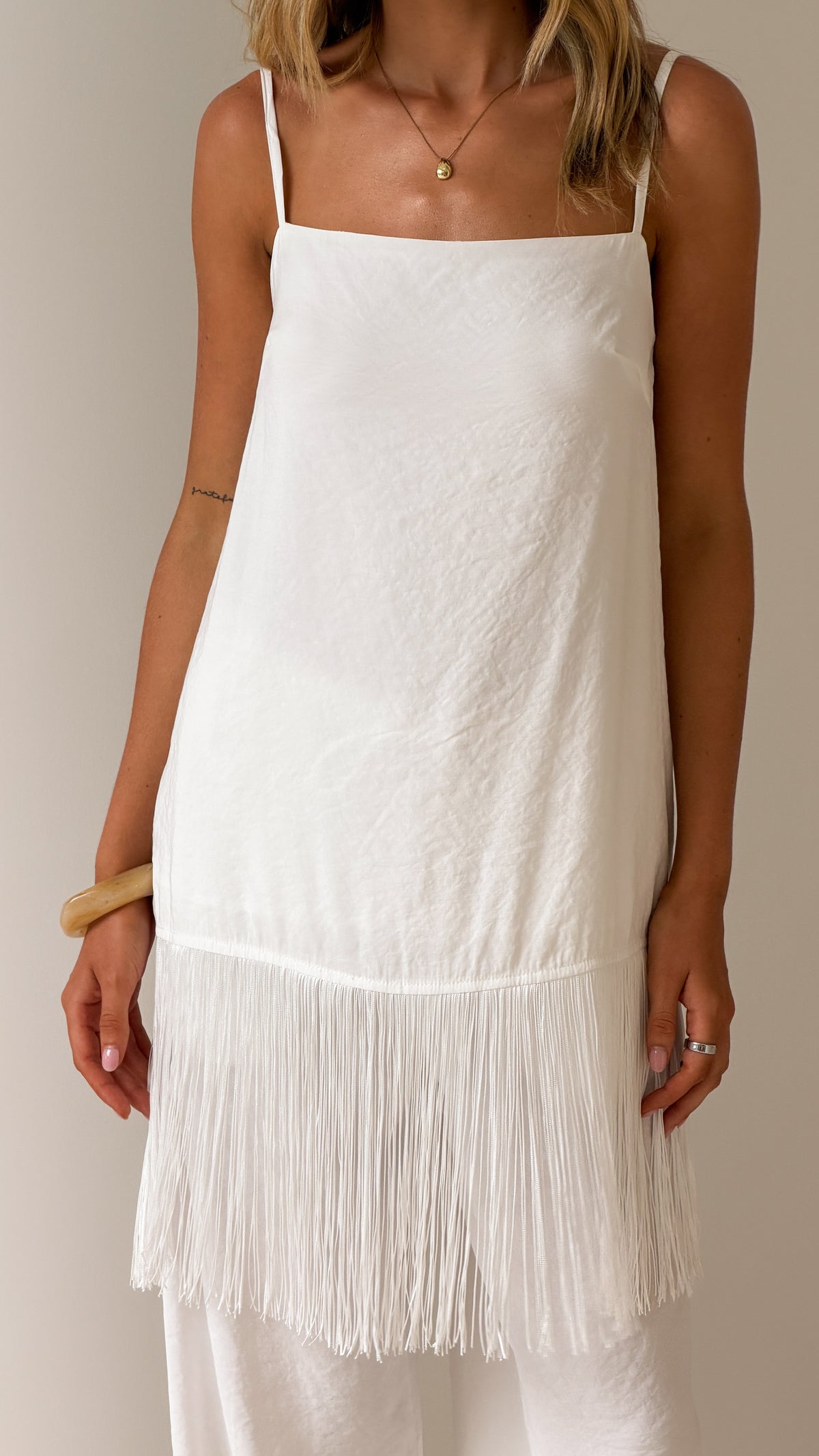 Mila Fringe Top - White - Billy J