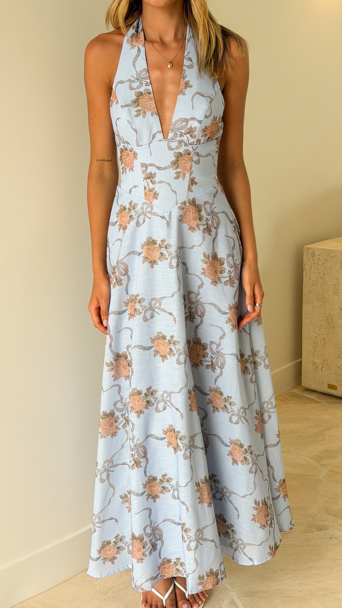 Skye Maxi Dress - Vintage Blue Floral - Billy J