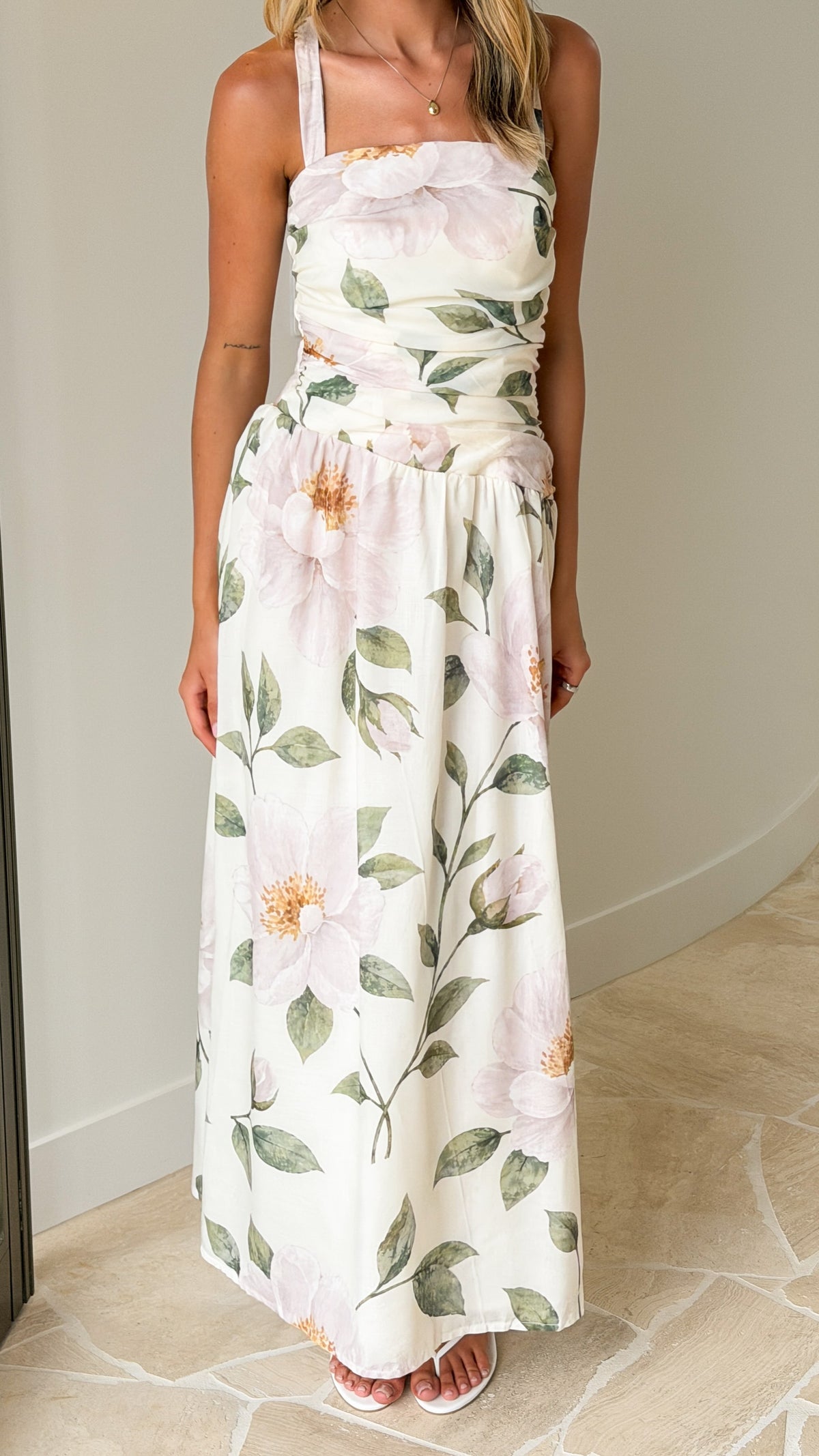 Zarly Maxi Dress - Cream Floral - Billy J