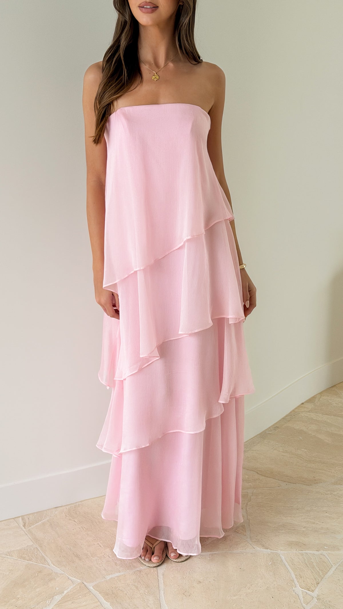 Daisie Strapless Maxi Dress - Pink - Billy J