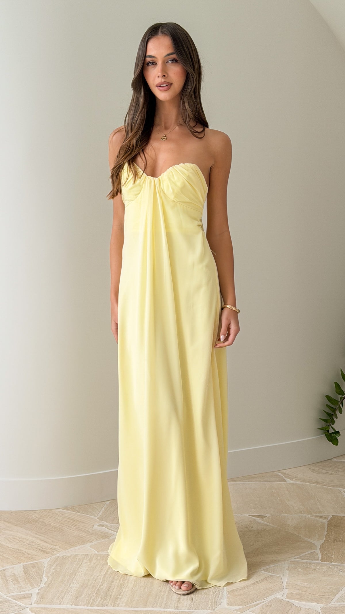 Olivia Strapless Maxi Dress - Yellow - Billy J