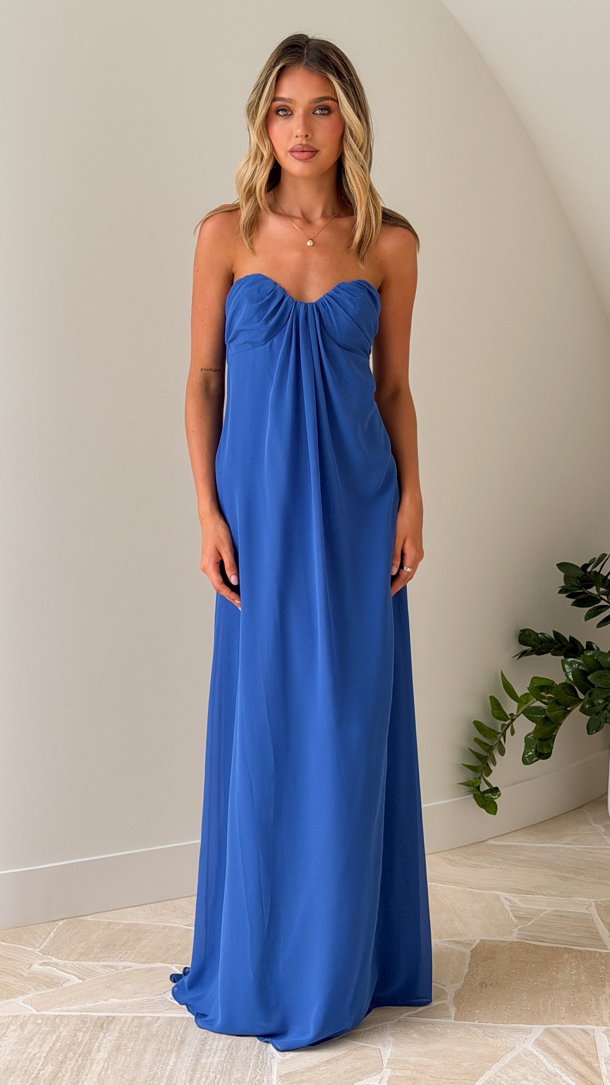 Olivia Strapless Maxi Dress - Cobalt Blue - Billy J