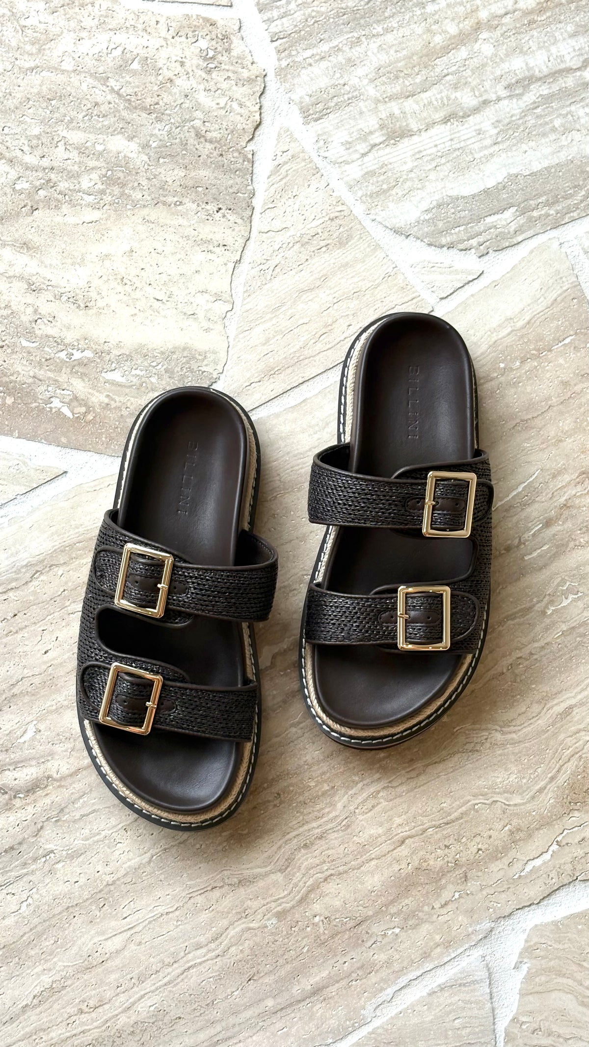 Adonis Slide - Chocolate Raffia - Billy J