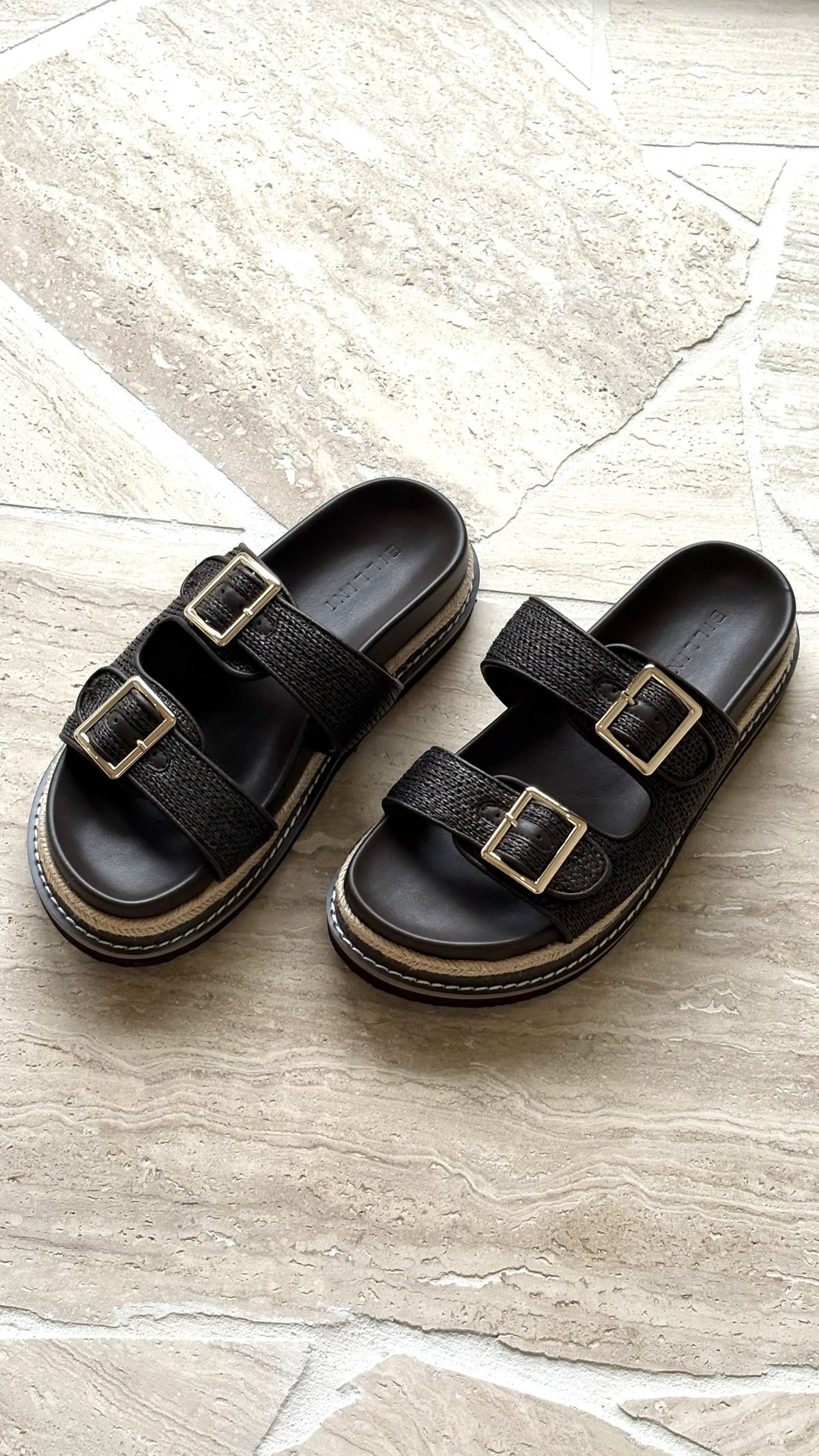Adonis Slide - Chocolate Raffia - Billy J