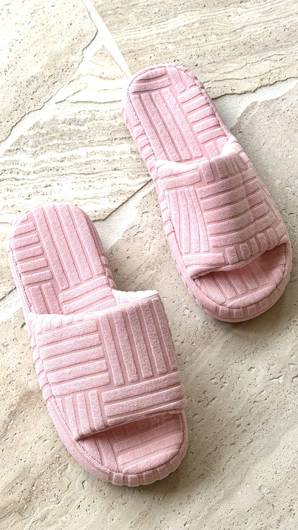 Terry Towelling Slippers - Light Pink - Billy J